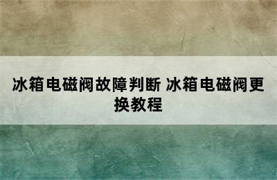 冰箱电磁阀故障判断 冰箱电磁阀更换教程